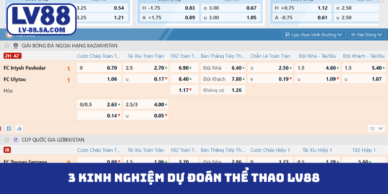 3 kinh nghiệm dự đoán thể thao LV88