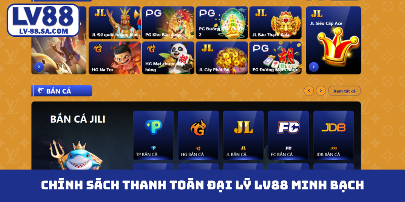 Chính sách thanh toán đại lý LV88 minh bạch